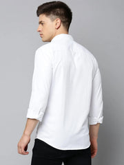Men White Solid Casual Shirt-PARXPLAINDOBBY-3147-White