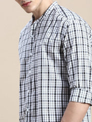 Men White Checked Casual Shirt-LAVINIA-8029-White