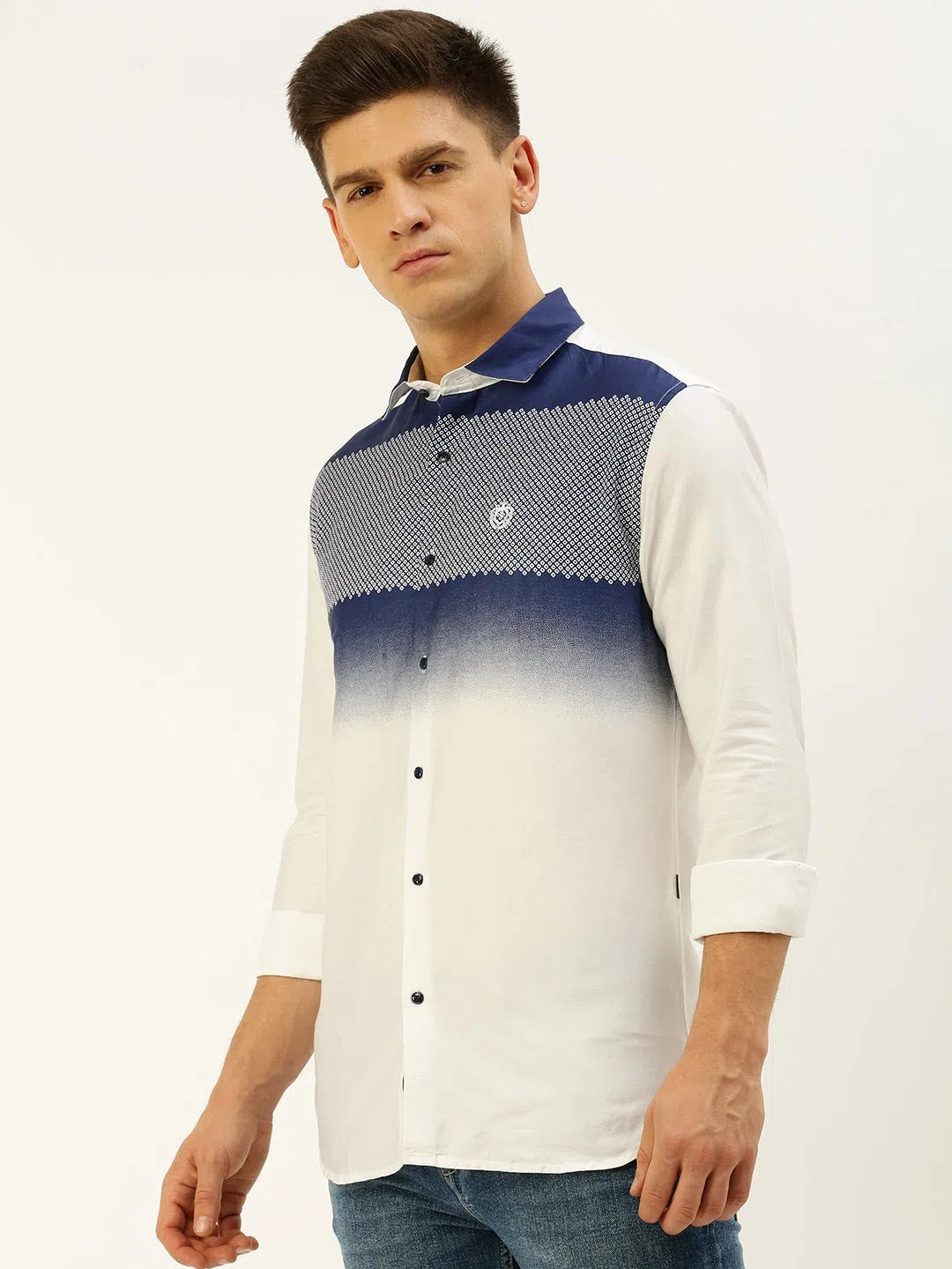 Premium White Printed Mens Shirt - Casual Cotton Shirt | DesiQlo