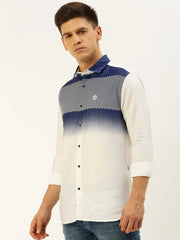 Men White Printed Casual Shirt-QUINN-3598-White