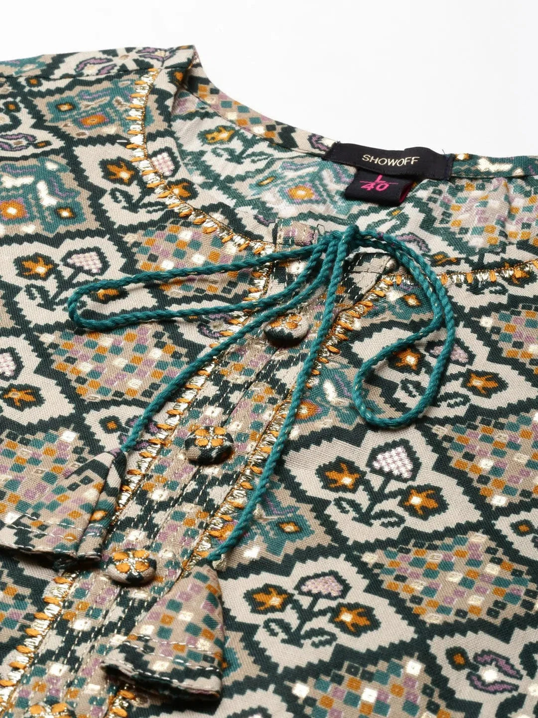 Green Printed Cotton Kurta for Women | Stylish Indian Kurtis