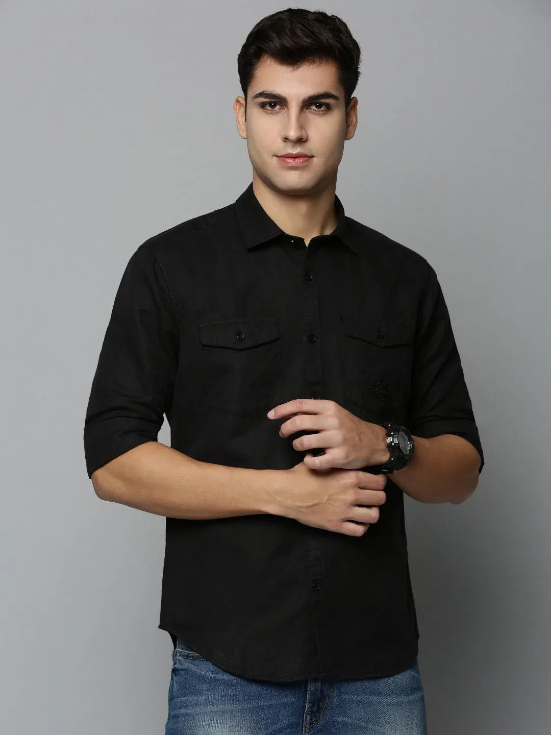 Black Solid Mens Shirt - Cotton Casual & Formal Shirts