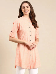 Women's Peach Printed A-Line Kurti-AE-444108-Peach