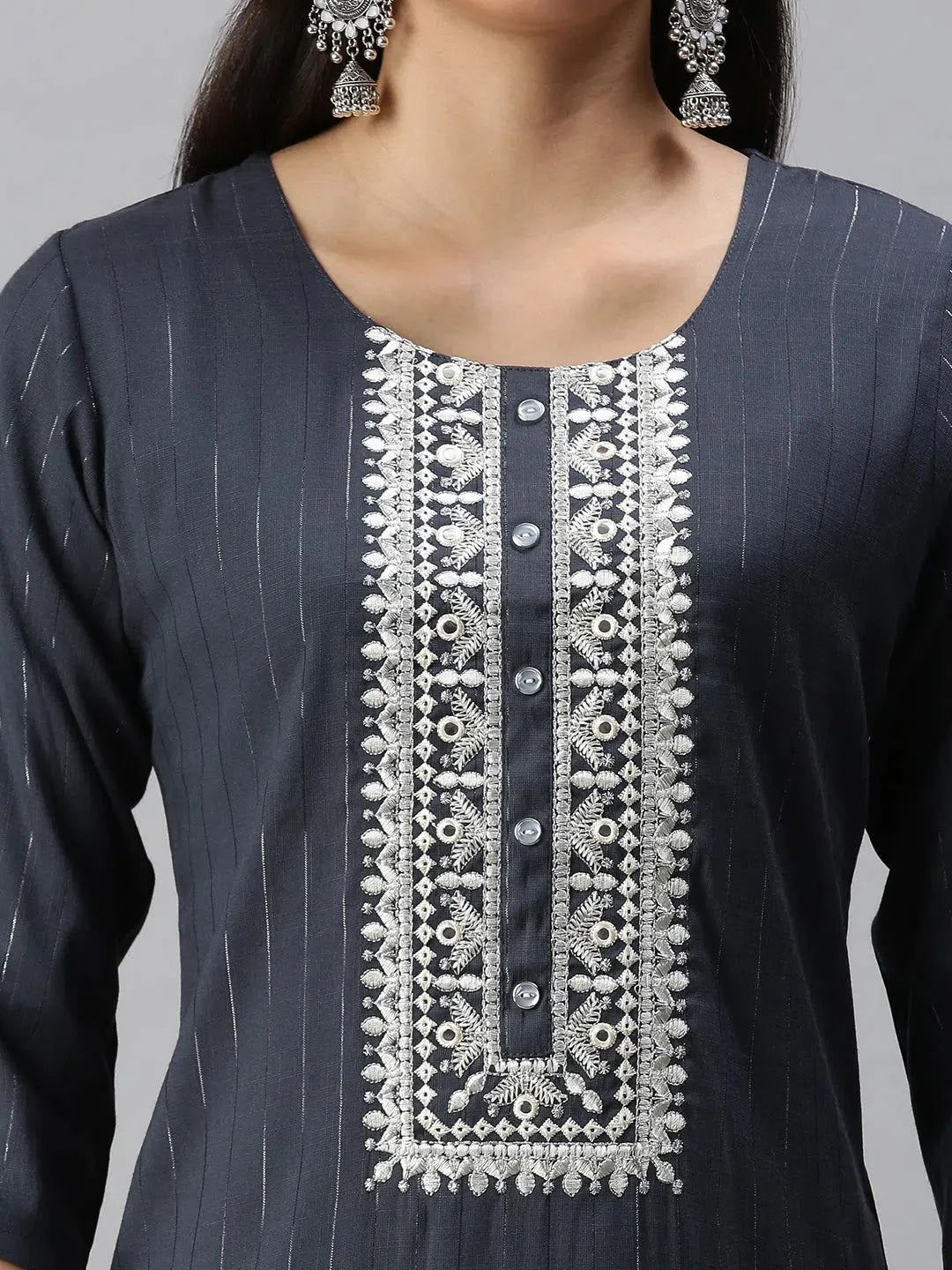 Blue Striped Cotton Kurta | Stylish Indian Kurtas for Ladies