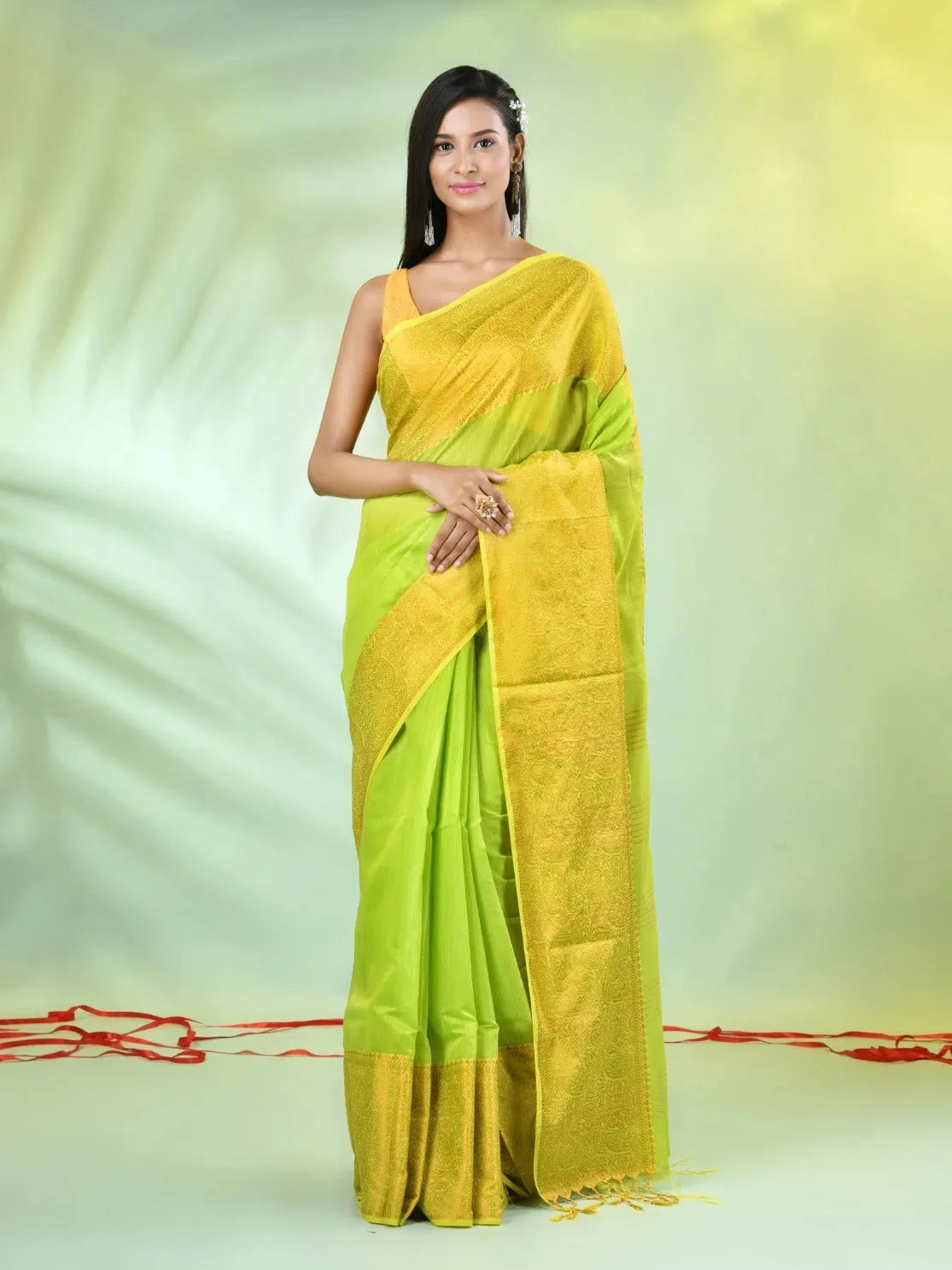 Light Green Cotton Saree | Indian Sarees with Zari