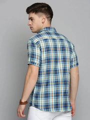 Men Green Checked Casual Shirt-MAYACHECKS-4419-Seagreen