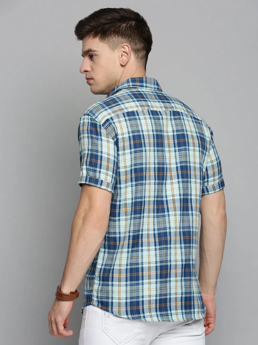 Men's Green Checkered Cotton Shirt - Casual Mens Shirt
