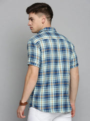 Men Green Checked Casual Shirt-MAYACHECKS-4419-Seagreen