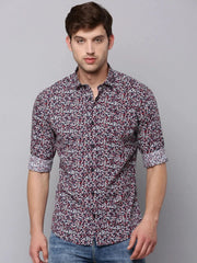 Men Navy Printed Casual Shirt-TKTPRINT-119-Navyblue