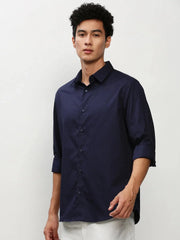 Men Navy Printed Casual Casual Shirts-YAYIN-1587-Navyblue