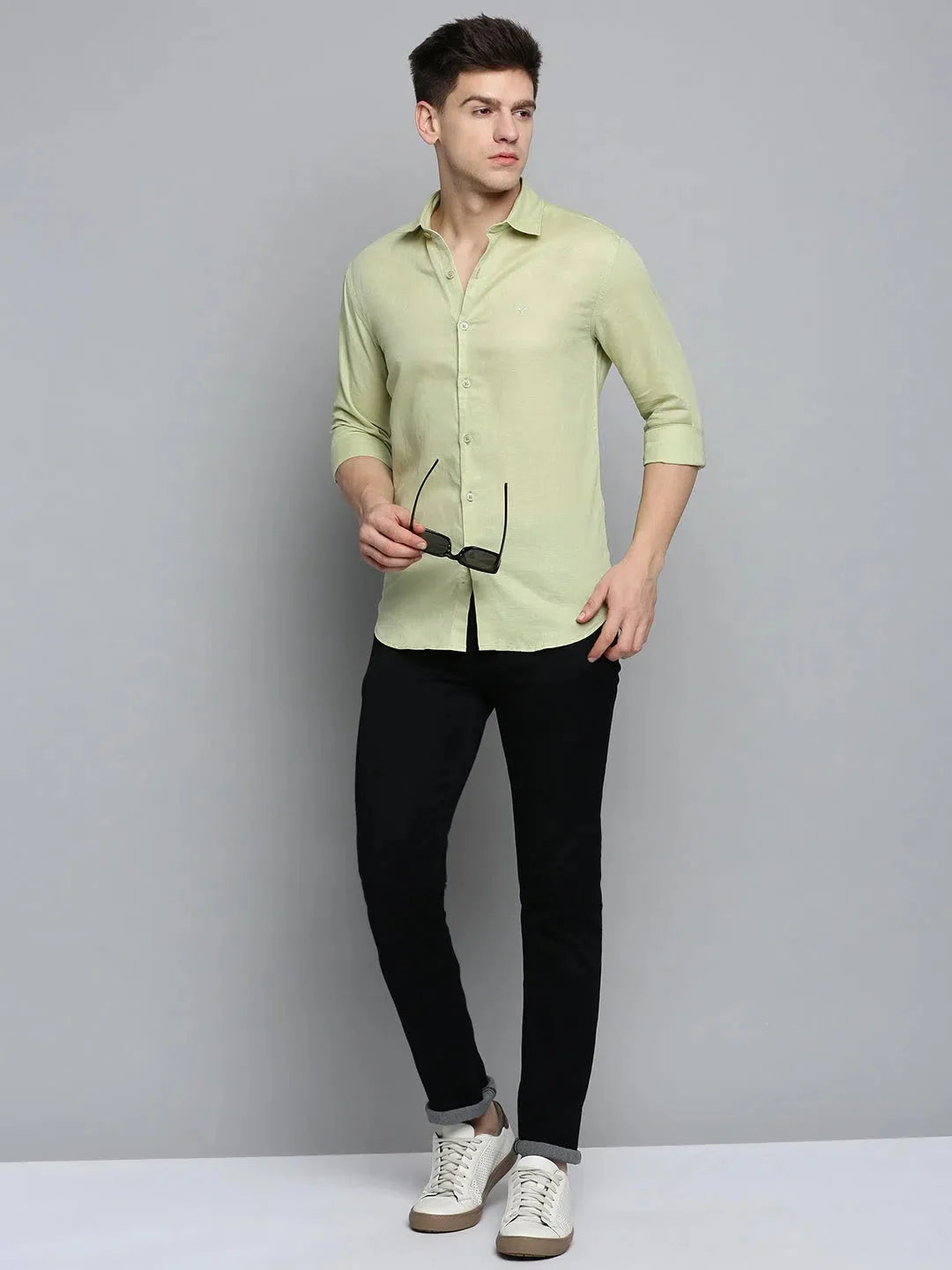 Green Solid Cotton Mens Shirt | Casual & Stylish - DesiQlo