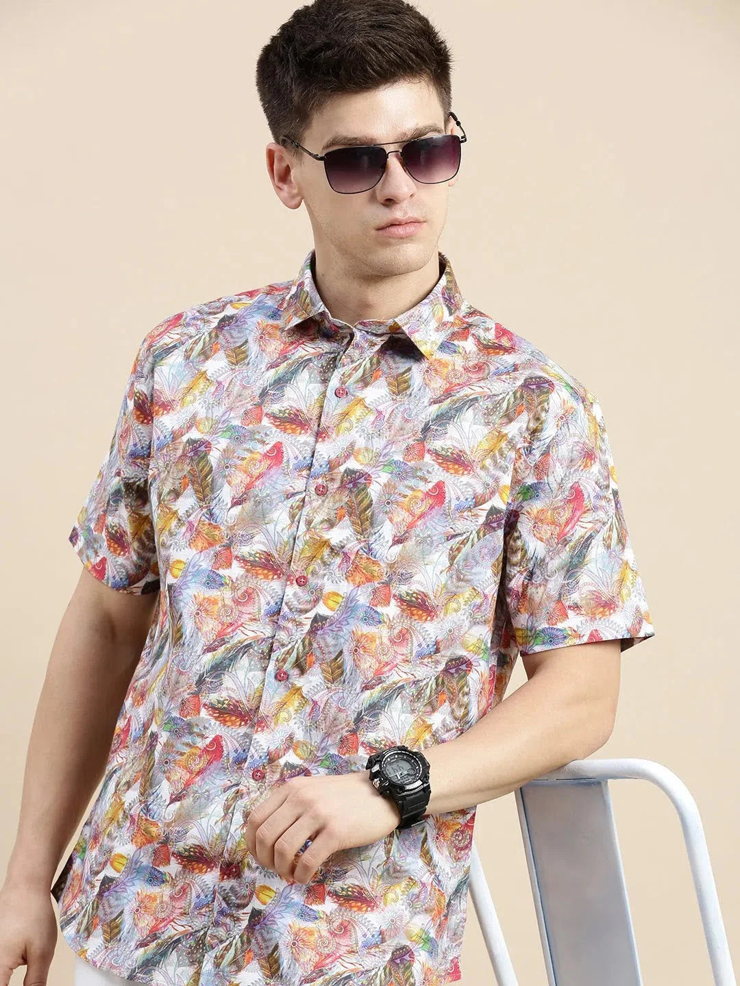 Men Multi Floral Casual Shirt-GALAXY-1659-Multi