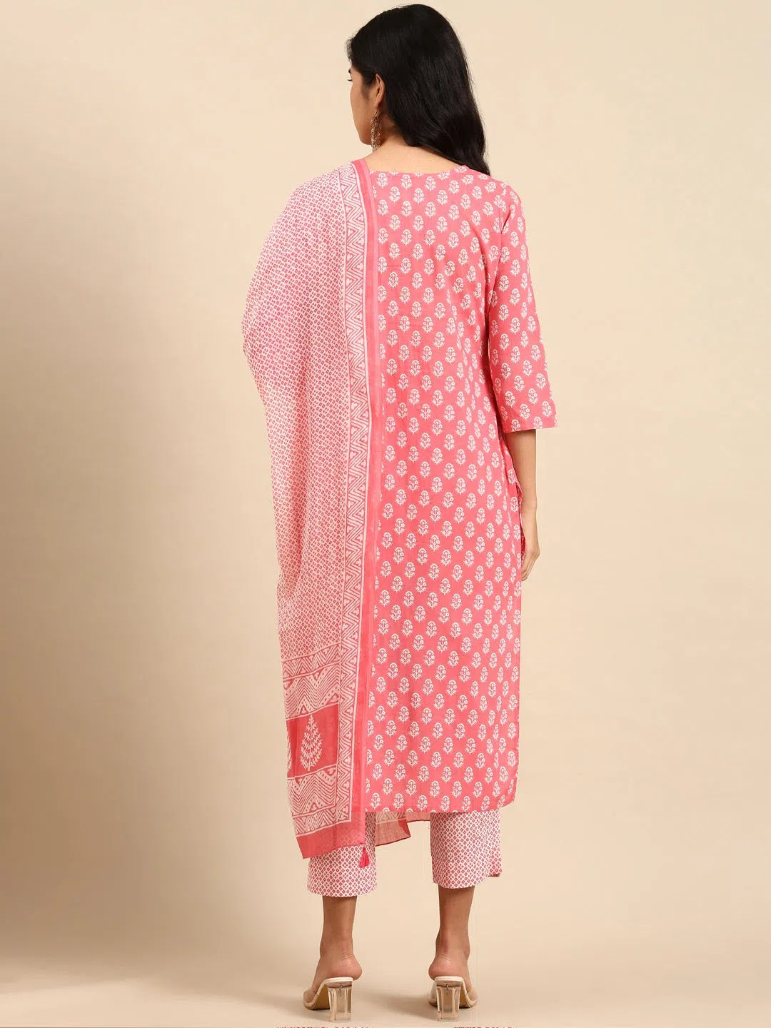 Pink Printed Kurta Set | Women's Cotton Indian Kurta Sets