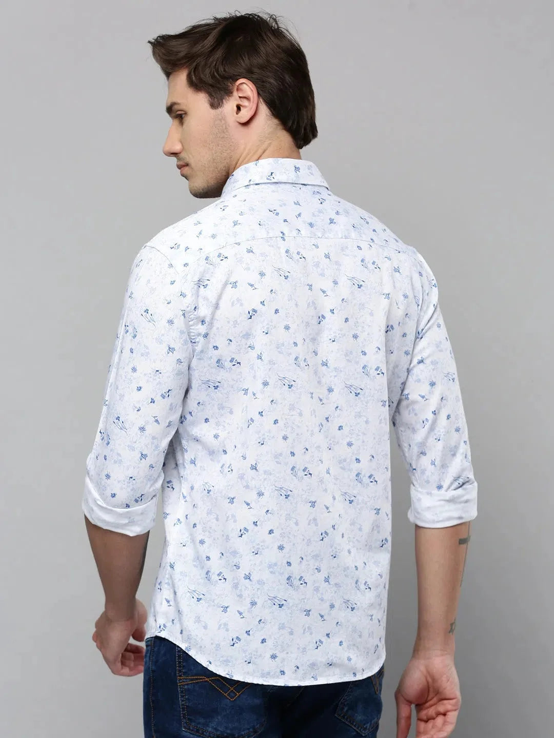 Trendy White Printed Mens Shirt - Casual Cotton Shirt | DesiQlo