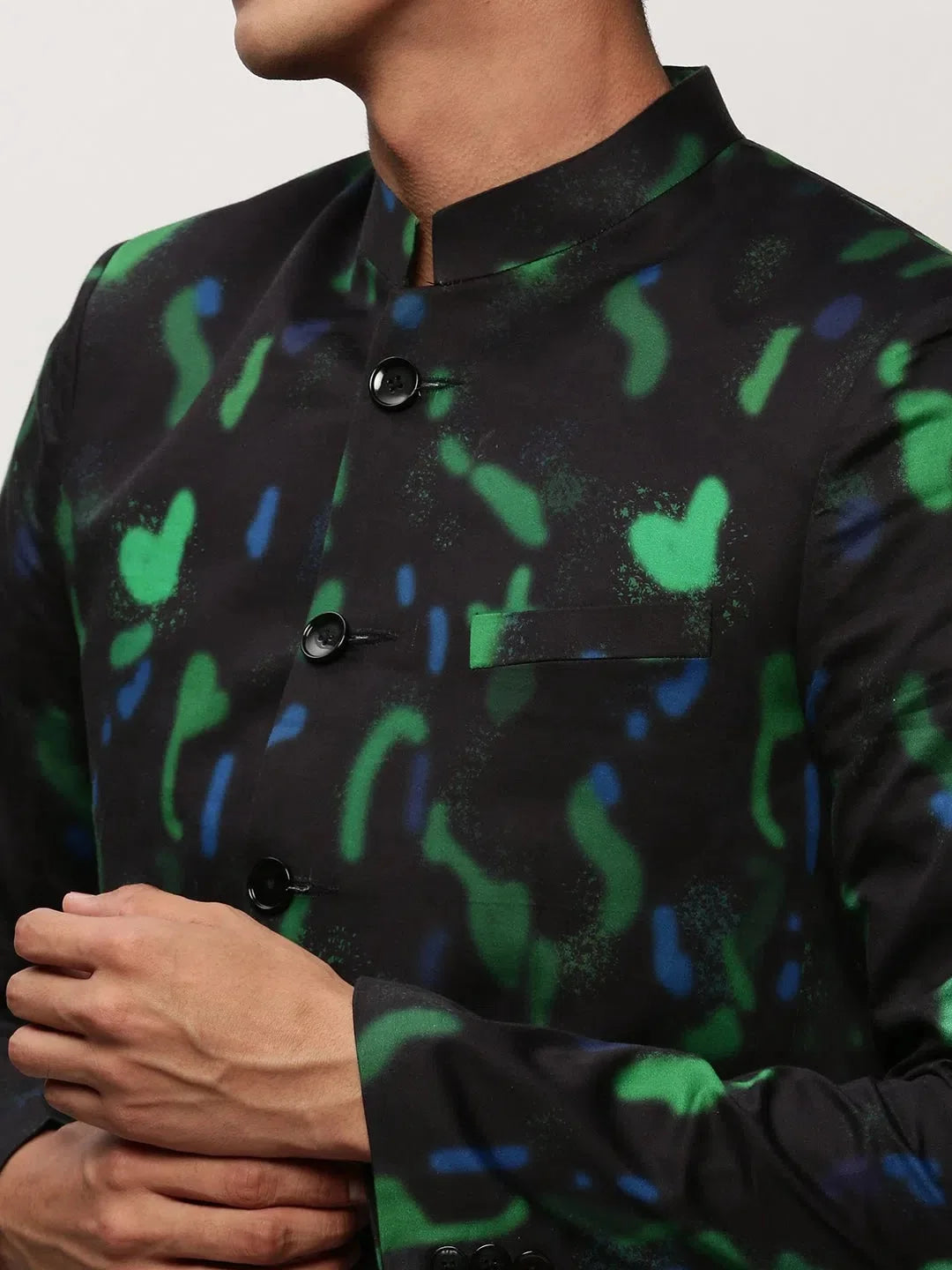 Black Printed Casual Blazer | Ethnic Nehru Jackets for Men