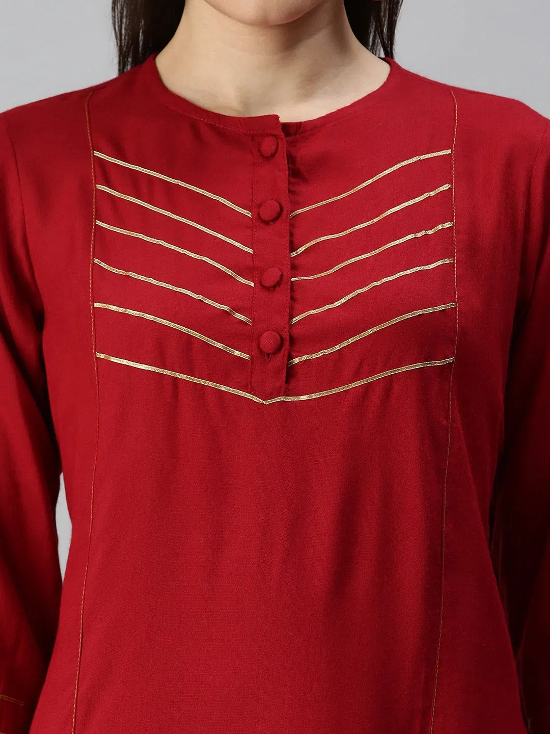 Maroon Cotton Indian Kurta for Ladies - DesiQlo Solid Kurti