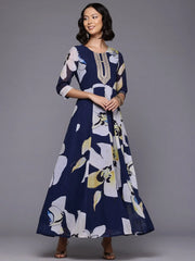Floral Printed Sequinned Ethnic Gown-AHEDGRDP-235