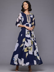 Floral Printed Sequinned Ethnic Gown-AHEDGRDP-235