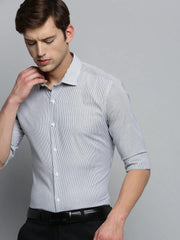Men White Striped Formal Shirt-NEXORITESTRIPES-KP037-White
