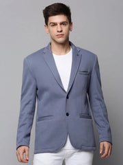 Men Grey Solid Blazer-LBR-4600-Grey