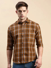 Men Yellow Checked Casual Shirt-BLAZOCHECKS-4657-Mustard