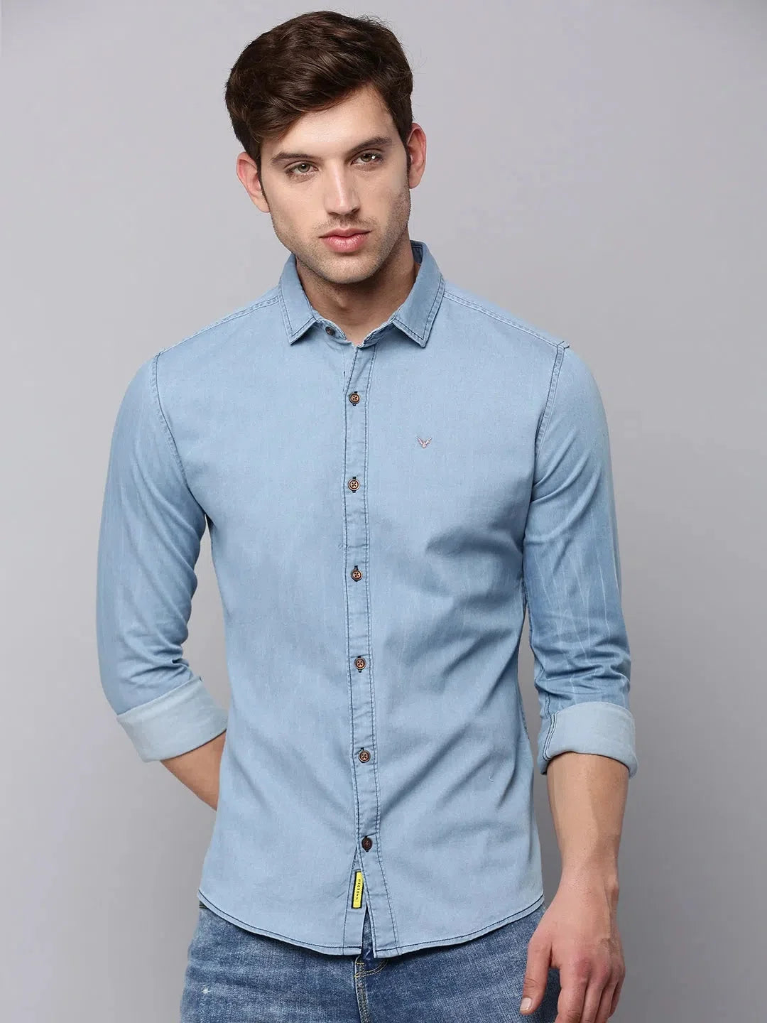 Men's Blue Solid Cotton Shirt | Casual & Stylish