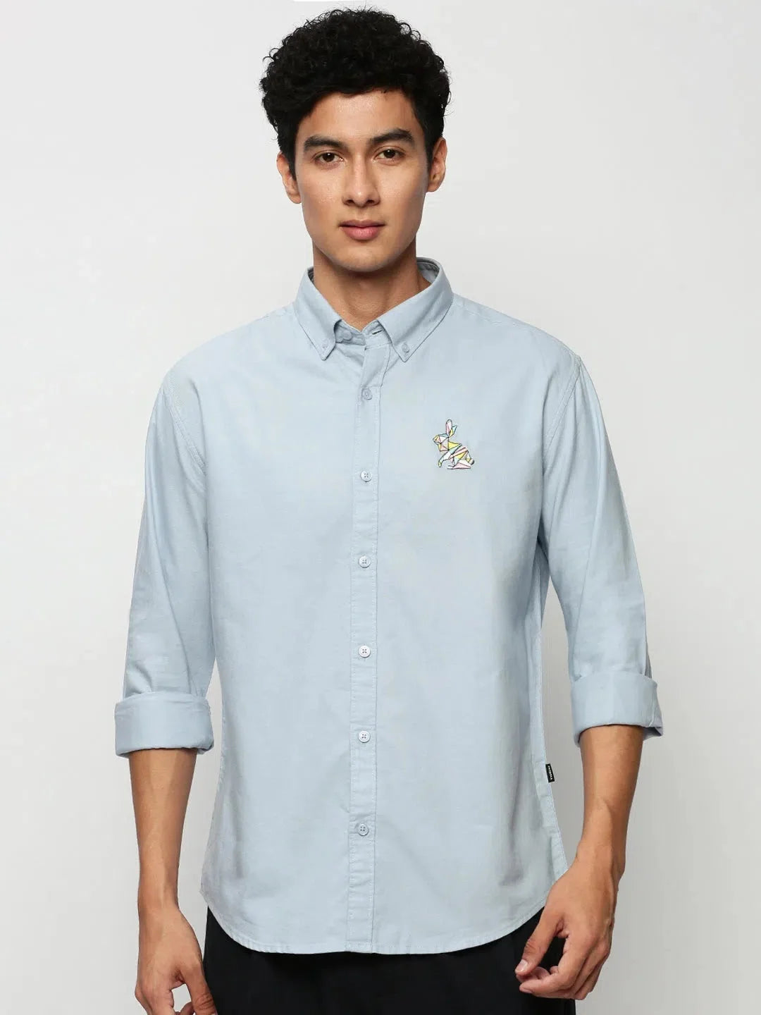 Blue Solid Mens Shirt | Casual Cotton Formal Shirts - DesiQlo