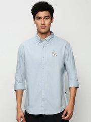 Men Blue Solid Casual Casual Shirts-BENINTWILL-5384-Blue