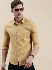 Men Khaki Solid Casual Shirt-CASPERPLAIN-5102-Khaki
