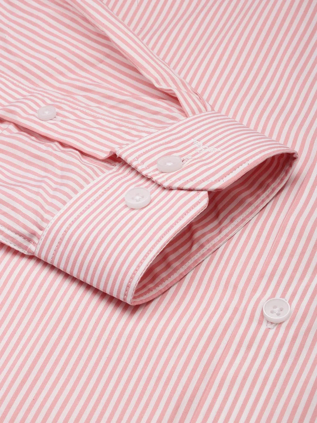 Peach Striped Formal Shirts for Men | DesiQlo Cotton Shirt