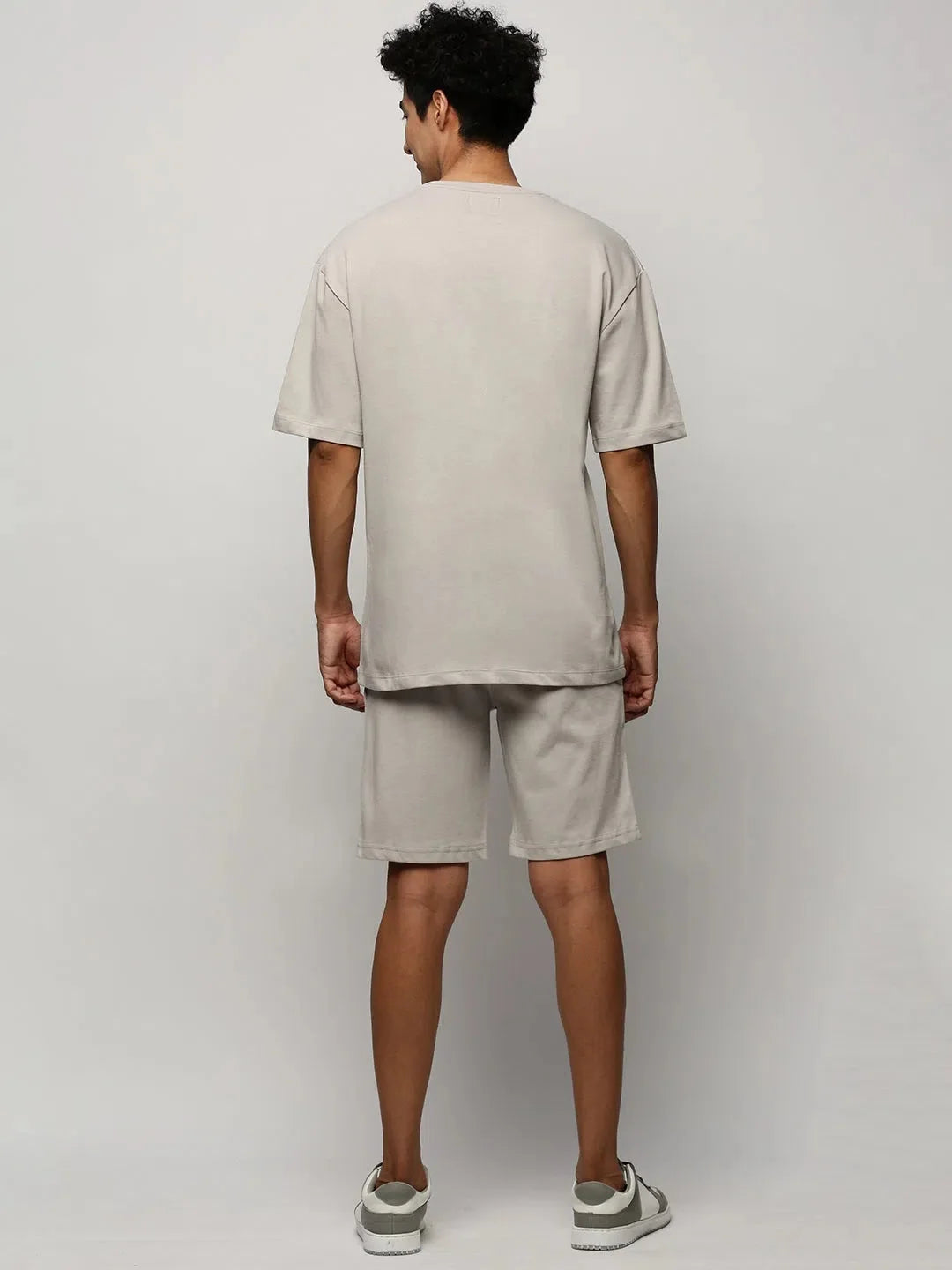 Men's Grey Solid Co ord Set | Cotton Casual Two Piece Sets