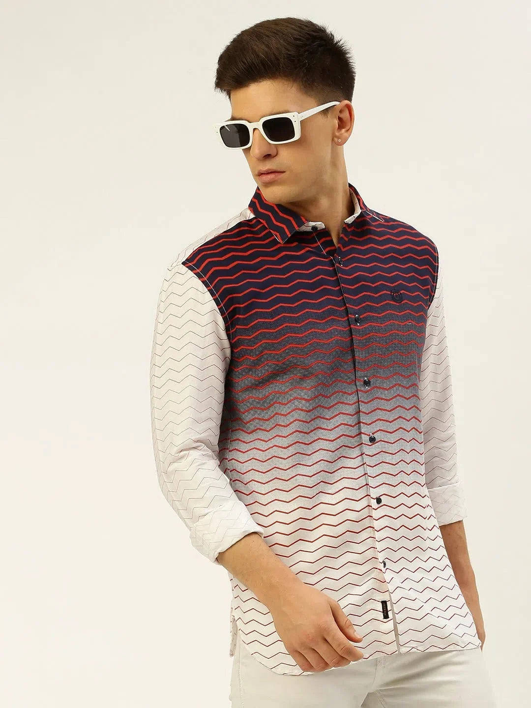 Men's White Printed Cotton Shirt | Stylish Casual Shirts