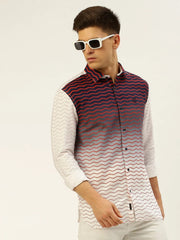 Men White Printed Casual Shirt-QUINN-3611-White