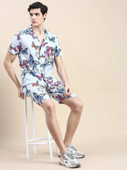 Men Grey Printed Casual Co ord Set-MARSHALL-1860-Grey