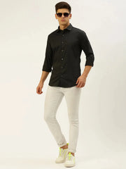 Men Black Printed Casual Shirt-FLIORIONIEPRINT-3554-Black