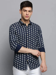 Men Navy Printed Casual Shirt-BRITANNICKPRINT-3018-Navyblue