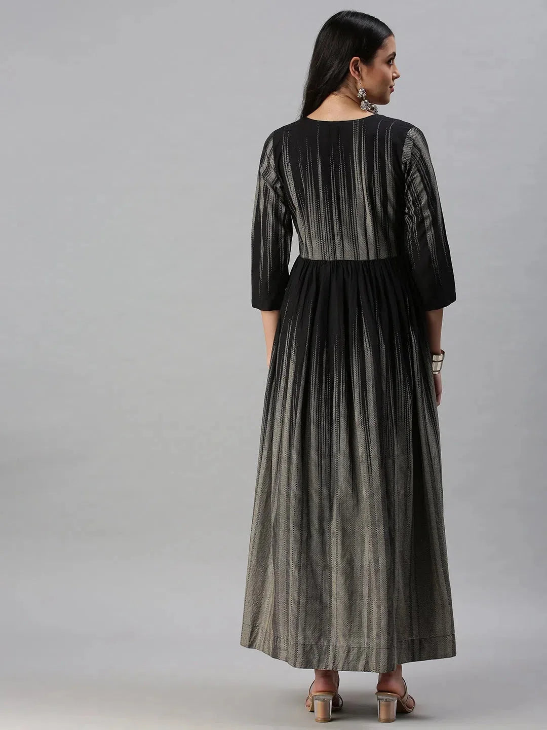 Grey & Black Printed Anarkali Kurti - Women's Anarkali Suits