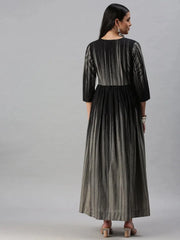 Women's Grey & Black Printed Anarkali Kurta-AAPNOSA071-Grey-Black