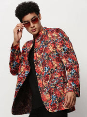 Men Coral Printed Casual Blazers-SOBLZ-083-3-Coral