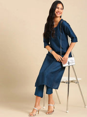 Women's Teal Embroidered Kurta SetKC-837-Teal