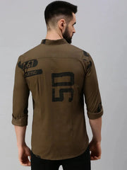 Men Coffee Brown Printed Casual Shirt-HIGHPOWERPRINT-1263-Coffeebrown