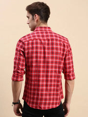 Men Red Checked Casual Shirt-BLAZOCHECKS-4652-Red