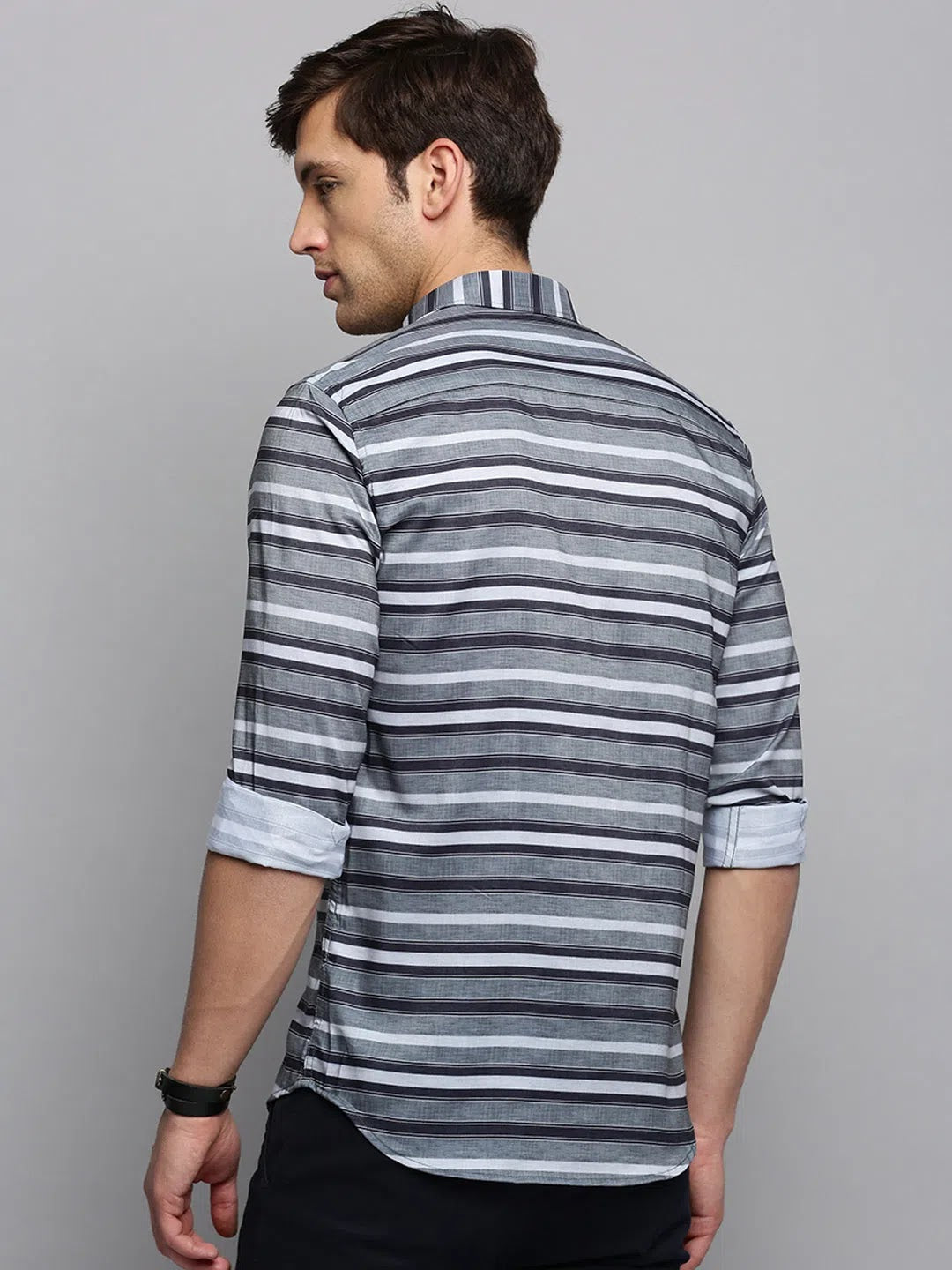 Wholesale Men Grey Striped Casual Shirt