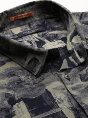 Men Khaki Printed Casual Casual Shirts-GEORGE-1654-Khaki