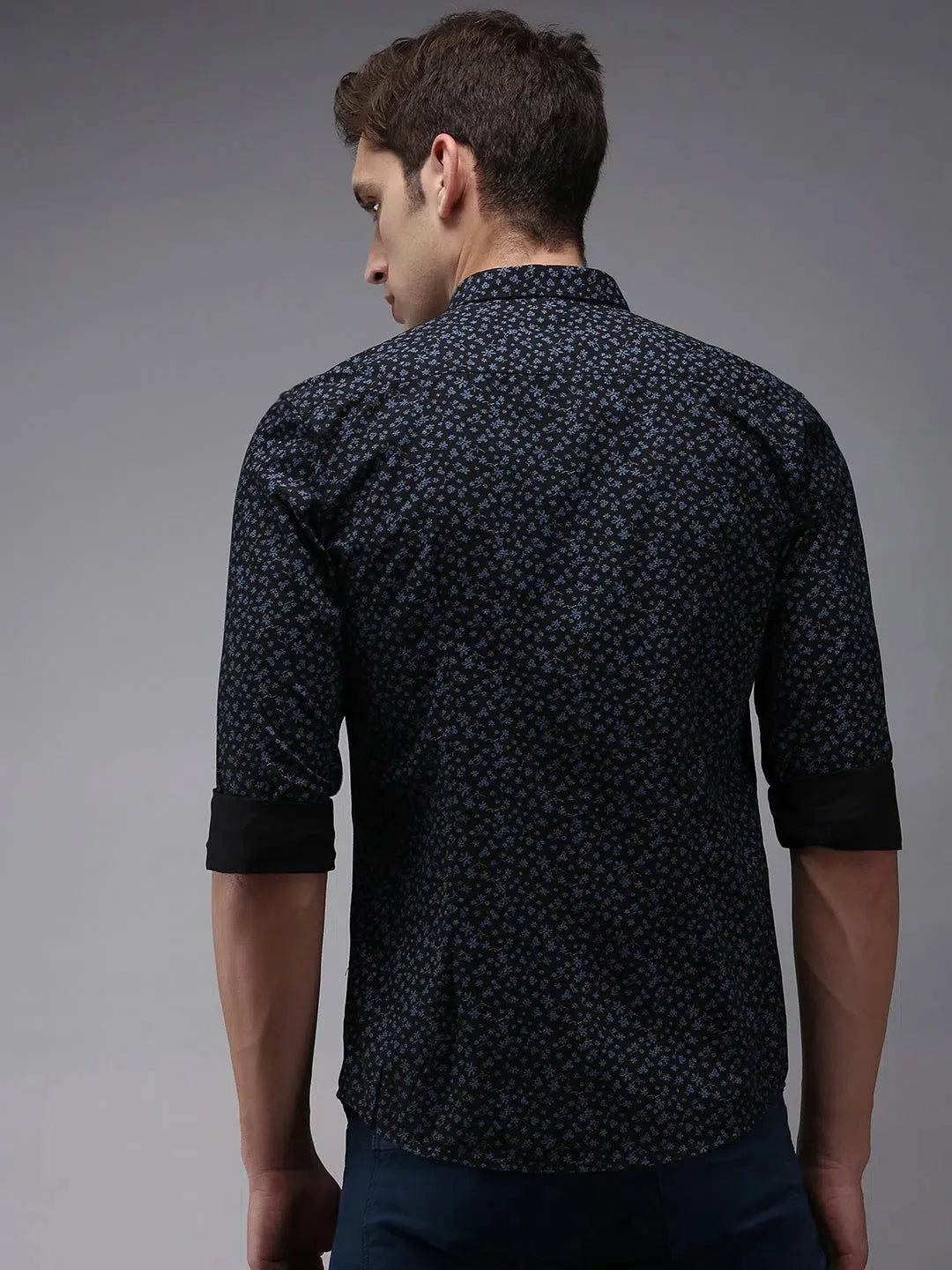 Men's Blue Printed Shirt - DesiQlo Casual Cotton Shirt