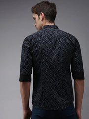 Men Blue Printed Casual Shirt-YONOPRINT-1496-Navyblue
