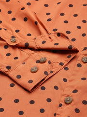 Men Rust Printed Casual Shirt-GURJANPRINT-5404-Rust