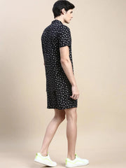 Men Black Printed Casual Co ord Set-AM-90-14-Black