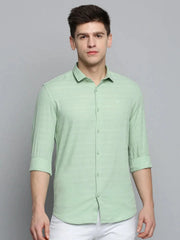 Men Green Solid Casual Shirt-DEERASTRIPES-2072-Green