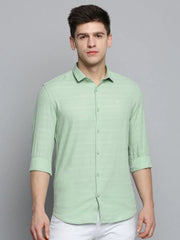Men Green Solid Casual Shirt-DEERASTRIPES-2072-Green